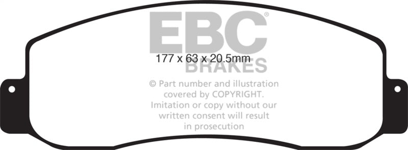 EBC 05-07 Ford F250 (inc Super Duty) 5.4 (2WD) Ultimax2 Front Brake Pads - UD1069 for 2005-2011 Ford F 350 - front view