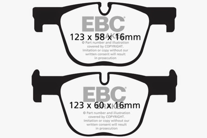 EBC 14+ BMW 228 Coupe 2.0 Turbo Brembo calipers Ultimax2 Front Brake Pads - UD1609 for 2014-2023 BMW 2 Series - front view