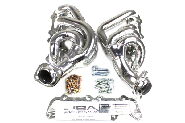 JBA 15-20 Ford F-150 5.0L Coyote 1-3/4in Primary Silver Ctd Cat4Ward Header - 1683SJS for 2015-2022 Ford F 150 - front view