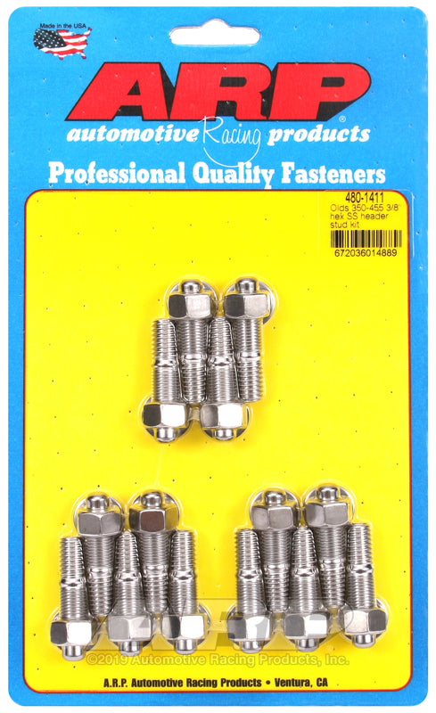 ARP Olds 350-455 3/8in hex SS header stud kit - 480-1411