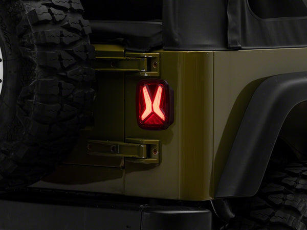Raxiom 76-06 Jeep CJ7 Wrangler YJ & TJ Gladiator LED Tail Lights- Blk Housing (Smoked Lens) - J177410 for 1987-2006 Jeep Wran
