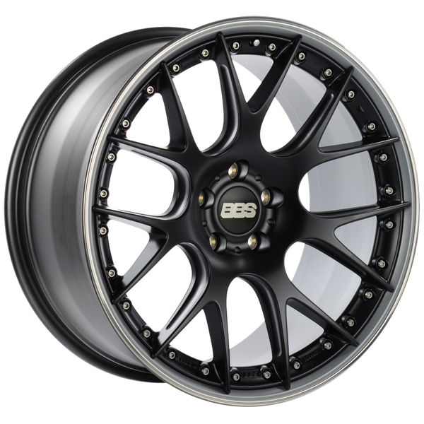 BBS CH-RII 21x10.5 5x120 ET35 Satin Black Center Platinum Lip SS Rim Prot Wheel -82mm PFS/Clip Req - CH604BPPO by BBS