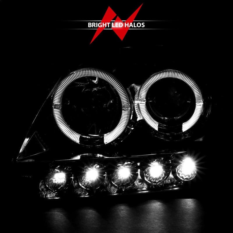 ANZO 1997.5-2003 Ford F-150 Projector Headlights w/ Halo and LED Chrome 1pc - 111032