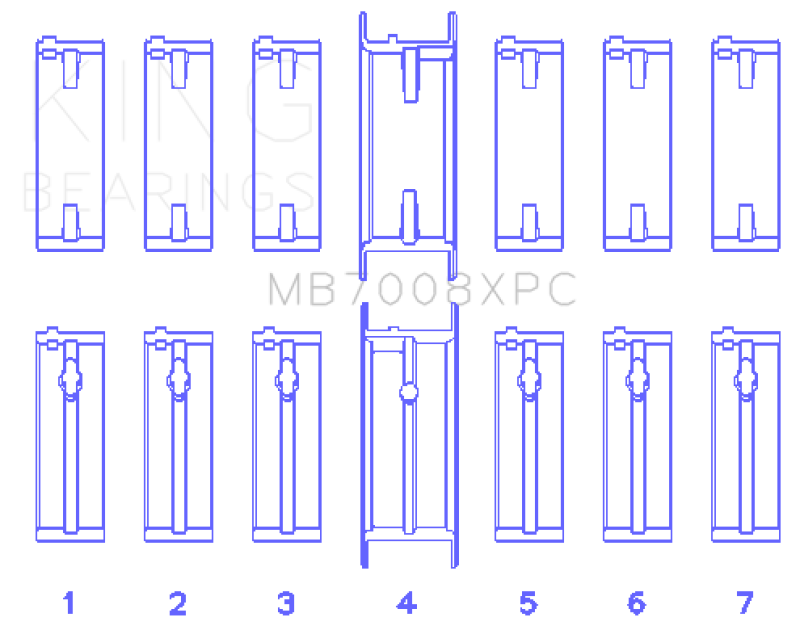 King Nissan 2.5L RB25DET 24V (Size STD) Coated Performance Main Bearing Set - MB7008XPC