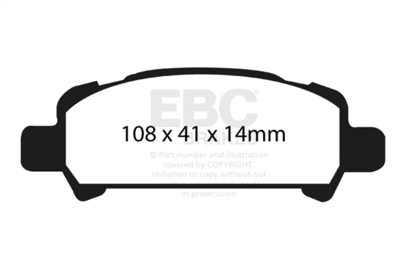 EBC 02-06 Subaru Baja 2.5 Ultimax2 Rear Brake Pads - UD770 for 2000-2012 Subaru Legacy - front view