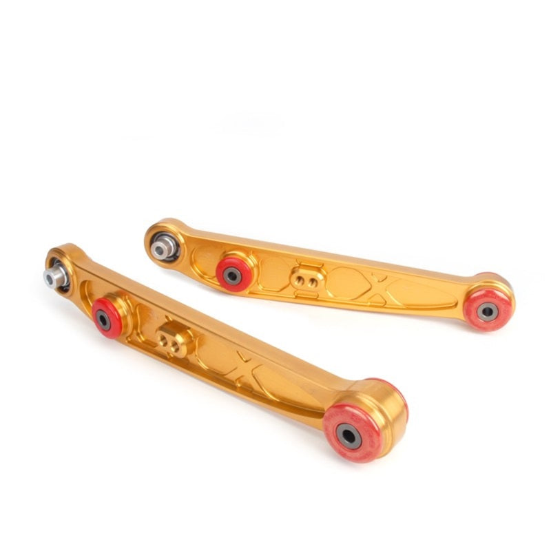 Skunk2 Honda/Acura EG/DC Alpha Series Rear Lower Control Arm Set - Gold - 542-05-1110 for 1990-2001 Acura Integra - front vie