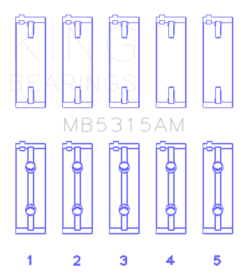 King Mitsubishi 4G63T/4G64 (Size 0.25) Main Bearing Set - MB5315AM0.25