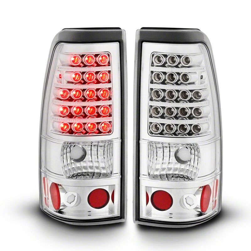 Raxiom 03-06 Chevrolet Silverado 1500 Fleetside LED Tail Lights- Chrome Housing- Clear Lens - S112728 - front view