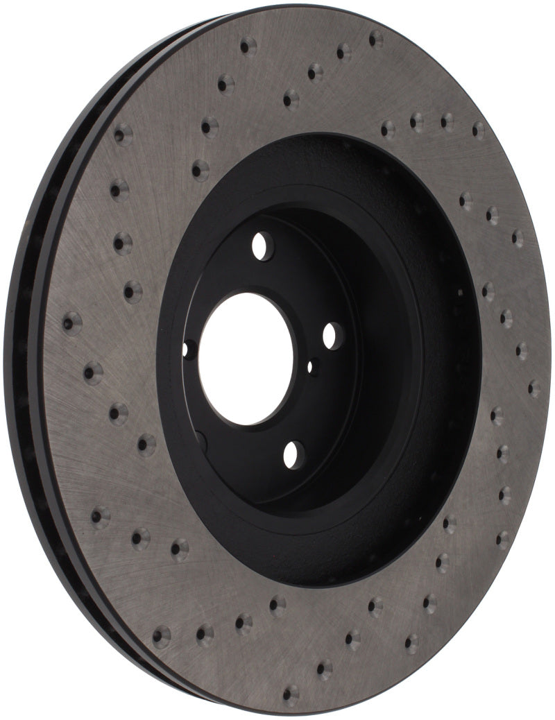 StopTech 02-10 WRX Drilled Right Front Rotor - 128.47018R for 2002-2008 Subaru Impreza - front view