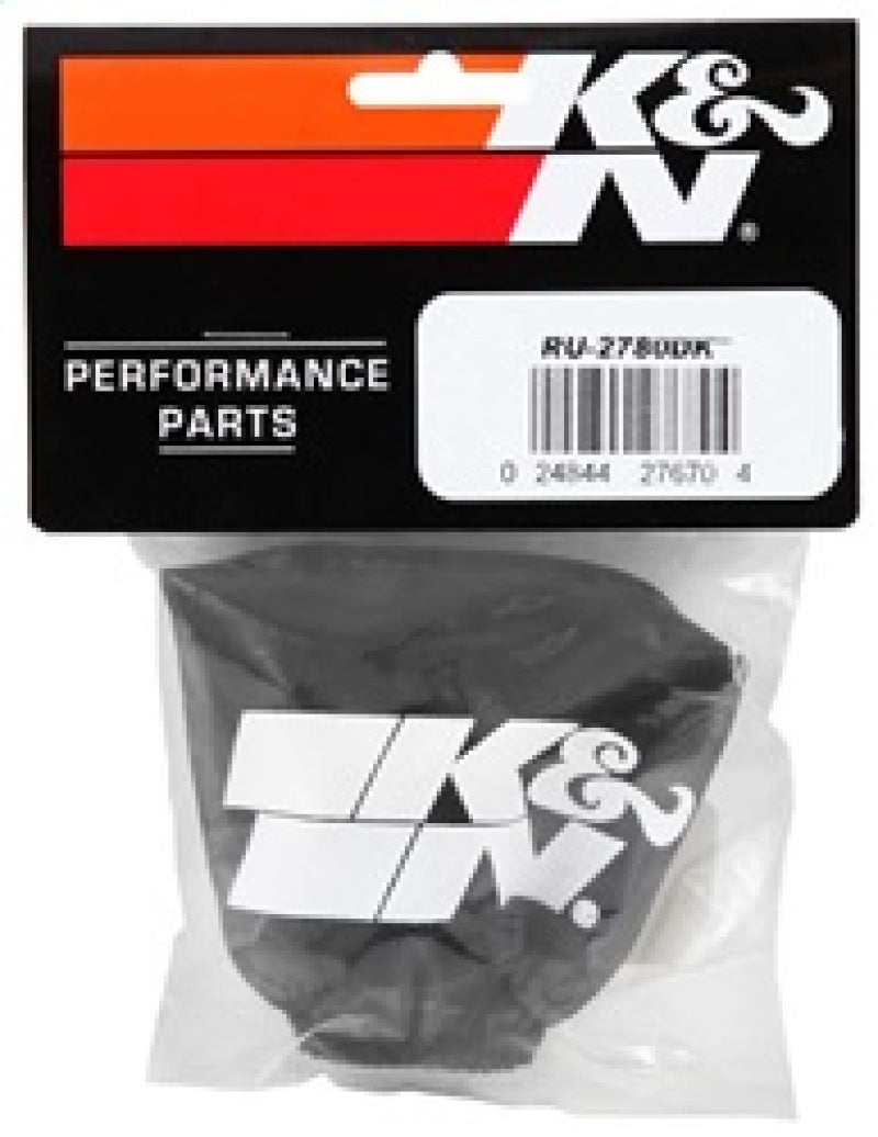 K&amp;N Air Filter Wrap Black Oval Tapered 3.75in Base I/S Width x 2.5in Top I/S Width x 2.75in H - RU-2780DK