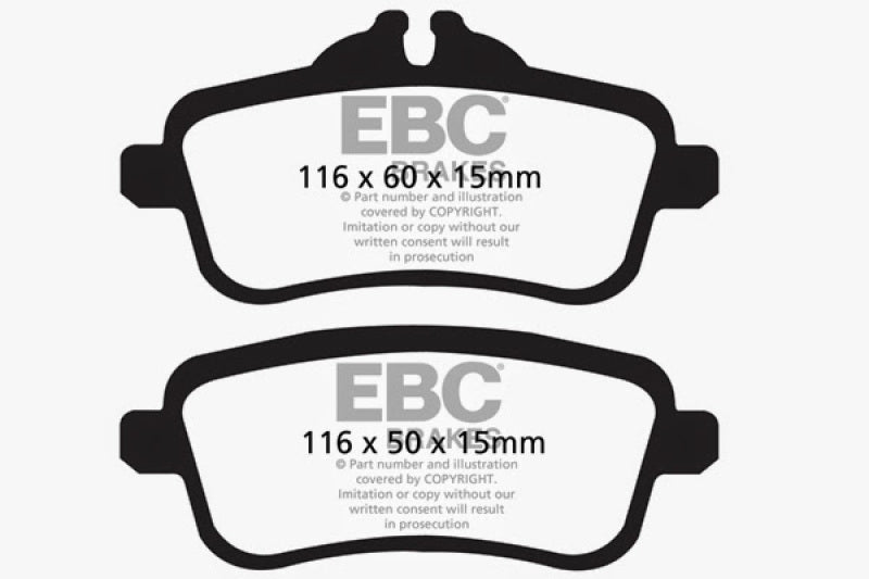 EBC 14+ Mercedes-Benz CLA45 AMG 2.0 Turbo Redstuff Rear Brake Pads - DP32137C for 2014-2018 Mercedes Benz CLA - front view