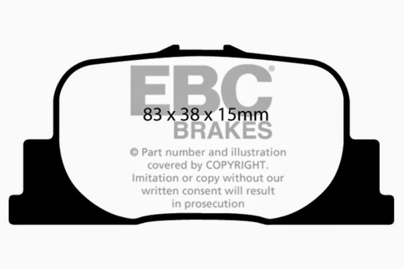 EBC 00-01 Lexus ES300 3.0 Ultimax2 Rear Brake Pads - UD835 for 2005-2010 Scion tC - front view