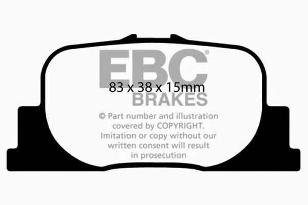 EBC 00-01 Lexus ES300 3.0 Ultimax2 Rear Brake Pads - UD835 for 2005-2010 Scion tC - front view