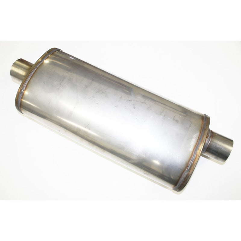 JBA Universal Straight-Through Style 304SS Muffler 18x8x5 2.5in Inlet Diameter Offset/Center - 40-251800