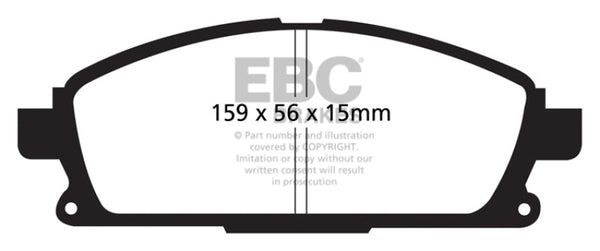 EBC 01 Infiniti Q45 4.1 Ultimax2 Front Brake Pads - UD855 for 2004-2009 Nissan Quest - front view
