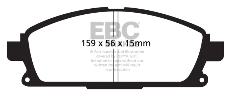 EBC 01 Infiniti Q45 4.1 Ultimax2 Front Brake Pads - UD855 for 2004-2009 Nissan Quest - front view
