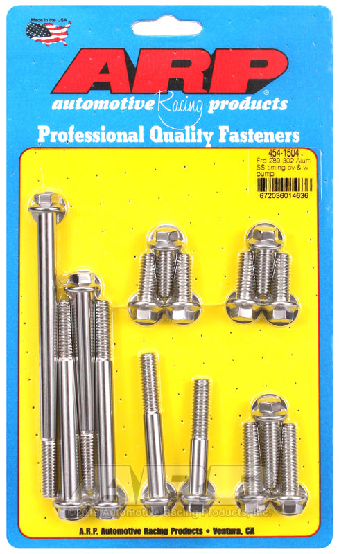 ARP Ford 289-302 Alum SS Timing Cover and Water Pump Kit - 454-1504