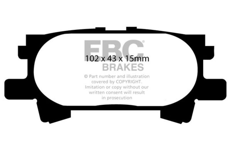 EBC 00-03 Toyota Highlander 2.4 2WD Ultimax2 Front Brake Pads - UD884 for 2001-2007 Toyota Highlander - front view
