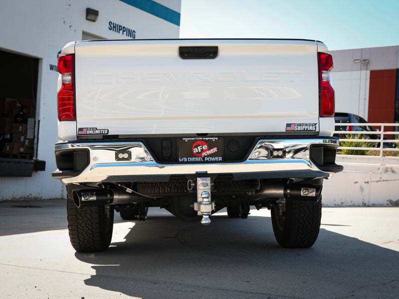 aFe Large Bore-HD 4in 409SS DPF-Back Exhaust System w/Black Tip 20 GM Diesel Trucks V8-6.6L (td) L5P - 49-44126-B