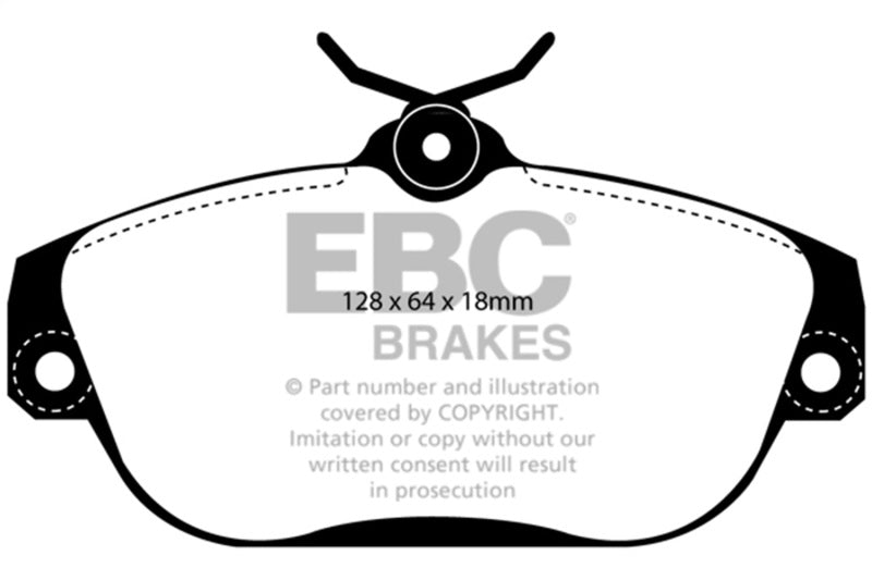 EBC 91-93 Volvo 740 2.3 (ABS) (Girling) Ultimax2 Front Brake Pads - UD634 for 1997-1998 Volvo S90 - front view