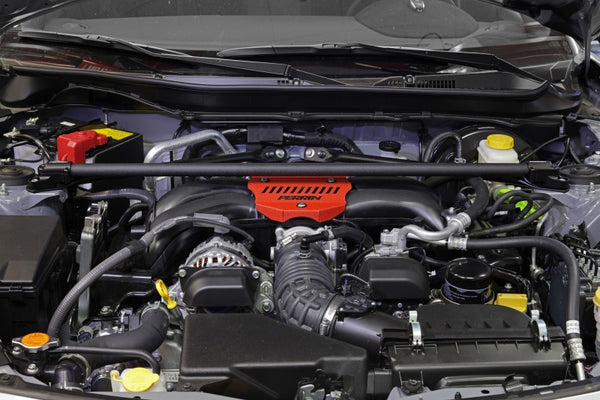 Perrin 2013+ BRZ/FR-S/86/GR86 Strut Brace - Black Wrinkle - PSP-SUS-066BK by Perrin Performance - front view