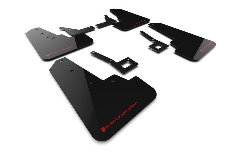 Rally Armor 19-24 Dodge Ram 1500 Rebel Black UR Mud Flap w/Red Logo - MF98-UR-BLK-RD