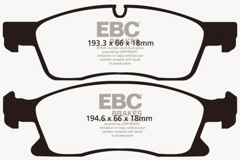 EBC 11+ Dodge Durango 3.6 Greenstuff Front Brake Pads - DP61871