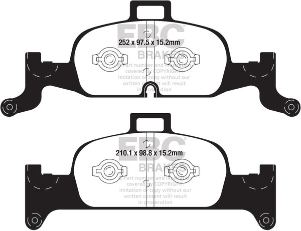 EBC 2018+ Audi A4 Allroad Quattro 2.0L Turbo Redstuff Front Brake Pads - DP32290C for 2017-2023 Audi A4 - front view