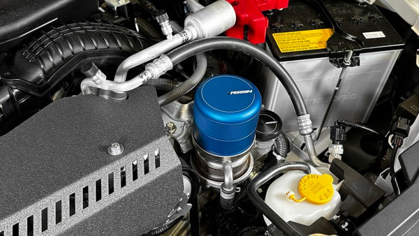 Perrin 2015+ Subaru WRX/STI Oil Filter Cover - Blue - PSP-ENG-716BL for 2015-2021 Subaru WRX STI - front view
