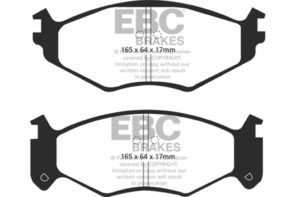 EBC 91-95 Chrysler LeBaron 2.5 (15in Wheels) Yellowstuff Front Brake Pads - DP41250R for 1990-1995 Dodge Spirit - front view