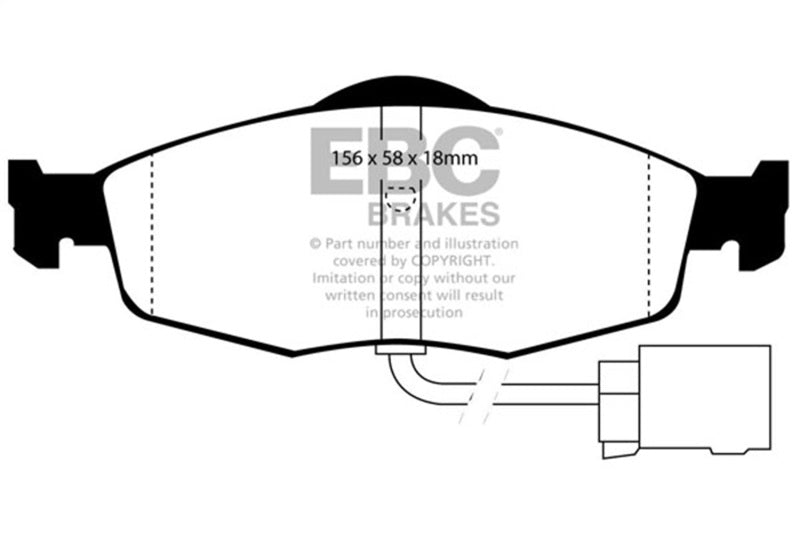EBC 2001-2003 Mercury Cougar 2.0L Ultimax2 Rear Brake Pads - UD899 for 2001-2002 Mercury Cougar - front view