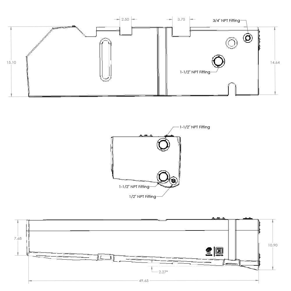 S&amp;B 22 Gallon Drivers Side Undercarriage Fresh/Grey Water Tank for 2015-2024 Ford Transit 148&quot; &amp; 148&quot; EXT - 10-3016