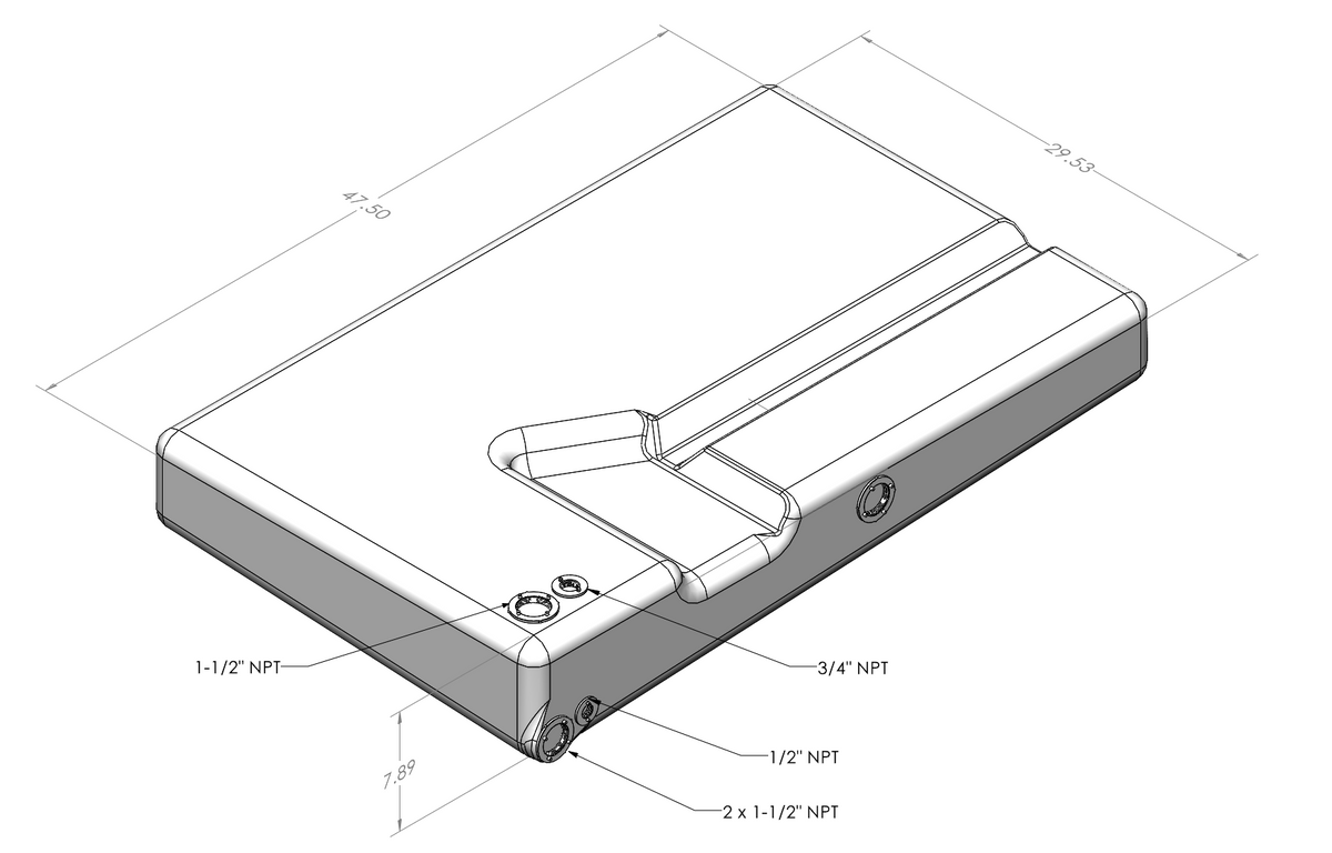 S&amp;B 36 Gallon UNDERCARRIAGE Fresh/Grey WATER TANK FOR 2013-2025 DODGE / RAM PROMASTER 2500, 3500 159” AND 159&quot; EXT - 10-3021