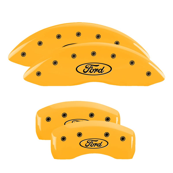 MGP 4 Caliper Covers Engraved F &amp; R Oval Logo/Ford Yellow Finish Black Char 2002 Ford Crown Victoria - 10005SFRDYL