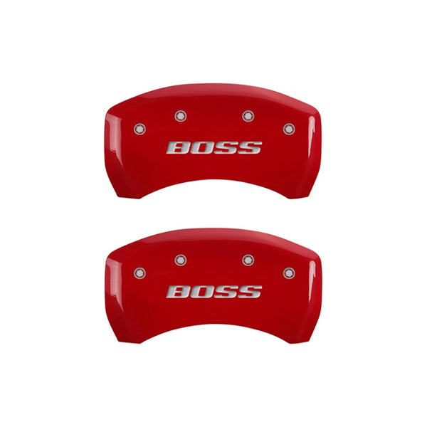 MGP Rear set 2 Caliper Covers Engraved Rear Boss Red finish silver ch - 10010RBSSRD
