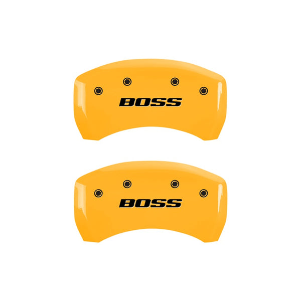 MGP Rear set 2 Caliper Covers Engraved Rear Boss Yellow finish black ch - 10010RBSSYL