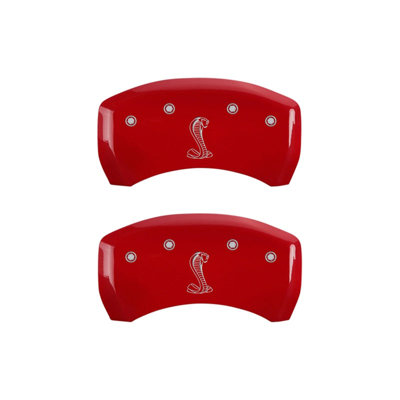 MGP Rear set 2 Caliper Covers Engraved Rear Snake Red finish silver ch - 10010RCNKRD