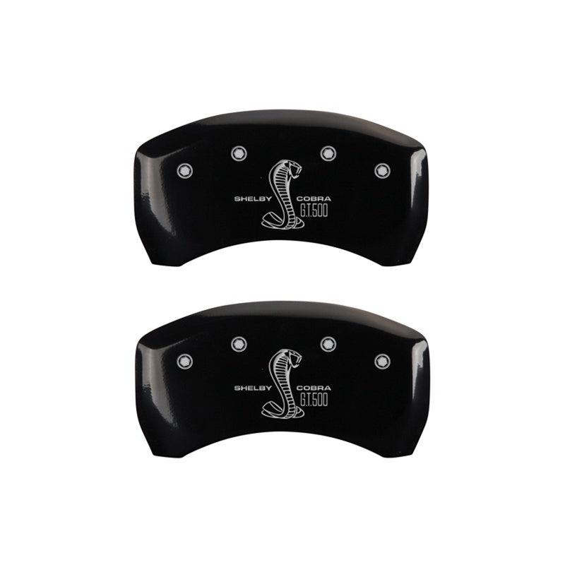 MGP Rear set 2 Caliper Covers Engraved Rear GT500 Shelby &amp; Cobra Black finish silver ch - 10010RGT5BK