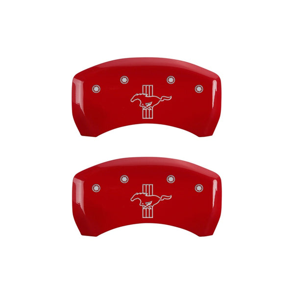 MGP Rear set 2 Caliper Covers Engraved Rear S197/Bar &amp; Pony Red finish silver ch - 10010RMB1RD