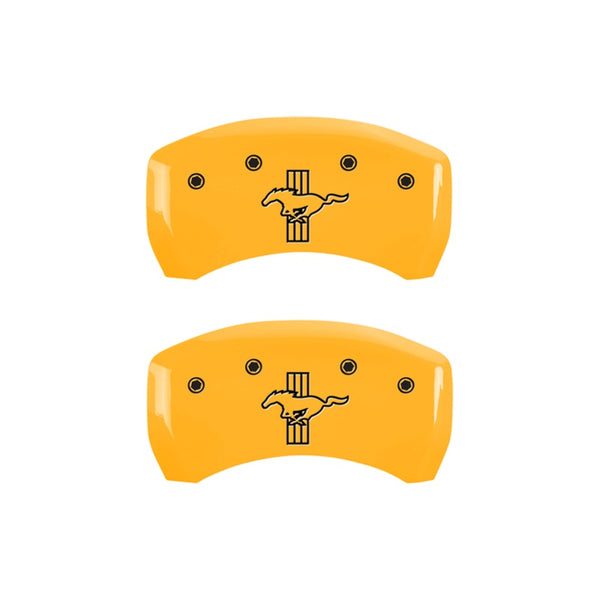 MGP Rear set 2 Caliper Covers Engraved Rear S197/Bar &amp; Pony Yellow finish black ch - 10010RMB1YL