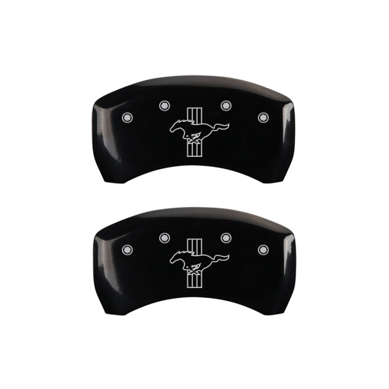MGP Rear set 2 Caliper Covers Engraved Rear 2015/Bar &amp; Pony Black finish silver ch - 10010RMB2BK