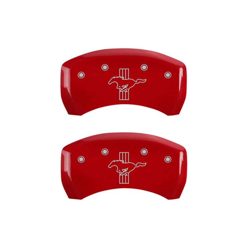 MGP Rear set 2 Caliper Covers Engraved Rear 2015/Bar &amp; Pony Red finish silver ch - 10010RMB2RD