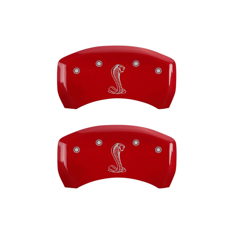 MGP Rear set 2 Caliper Covers Engraved Rear Tiffany Snake Red finish silver ch - 10010RSNKRD