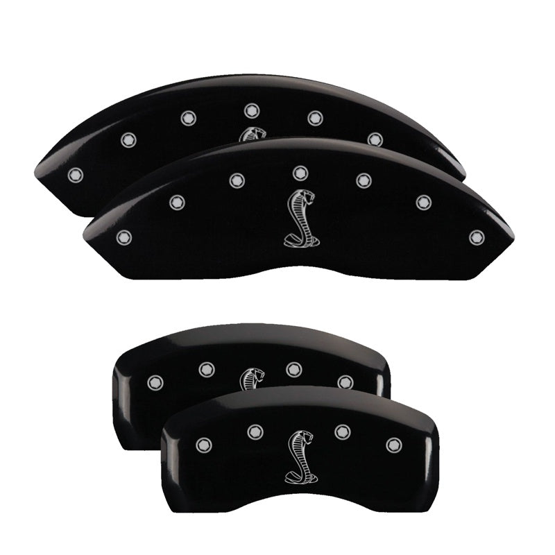 MGP 4 Caliper Covers Engraved Front &amp; Rear Tiffany Snake Black finish silver ch - 10017SSNKBK