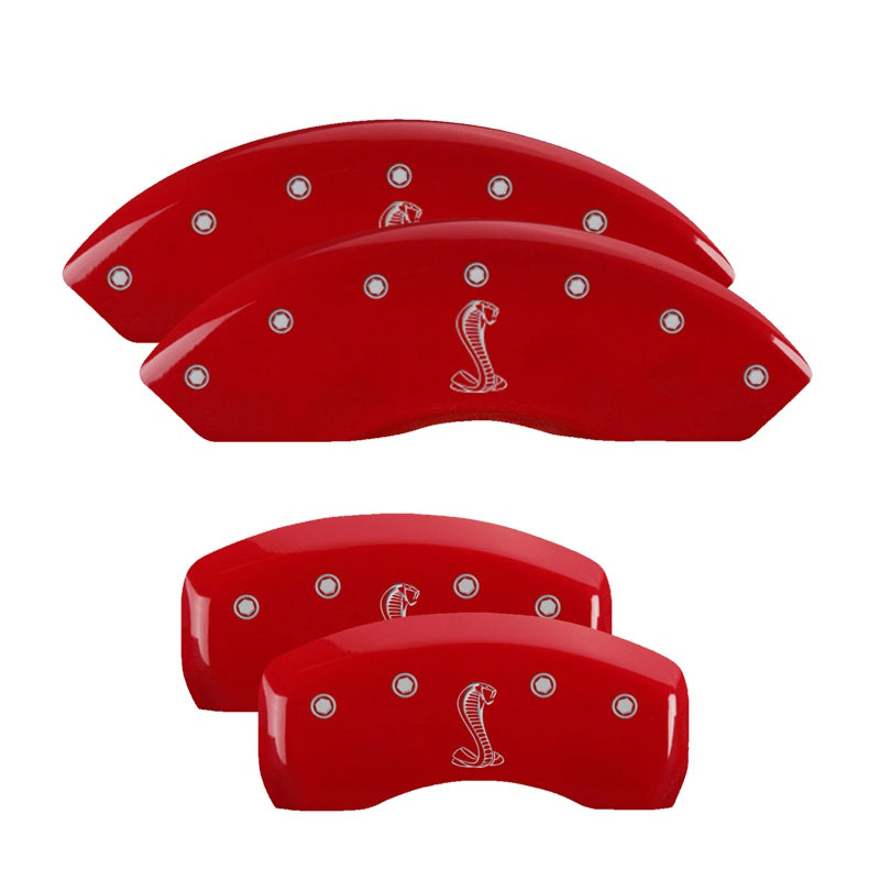 MGP 4 Caliper Covers Engraved Front &amp; Rear Tiffany Snake Red finish silver ch - 10017SSNKRD