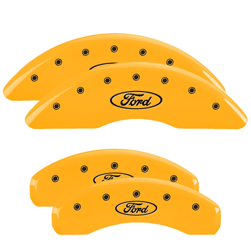MGP 4 Caliper Covers Engraved F &amp; R Oval Logo/Ford Yellow Finish Black Char 2007 Ford Expedition - 10023SFRDYL