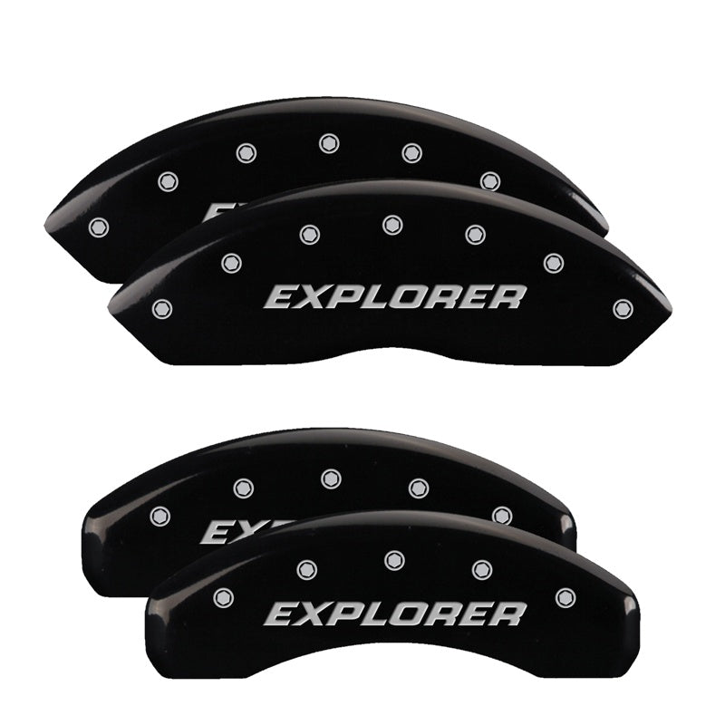 MGP 4 Caliper Covers Engraved Front &amp; Rear Explorer/2011 Black Finish Silver Char 2010 Ford Explorer - 10041SEXPBK
