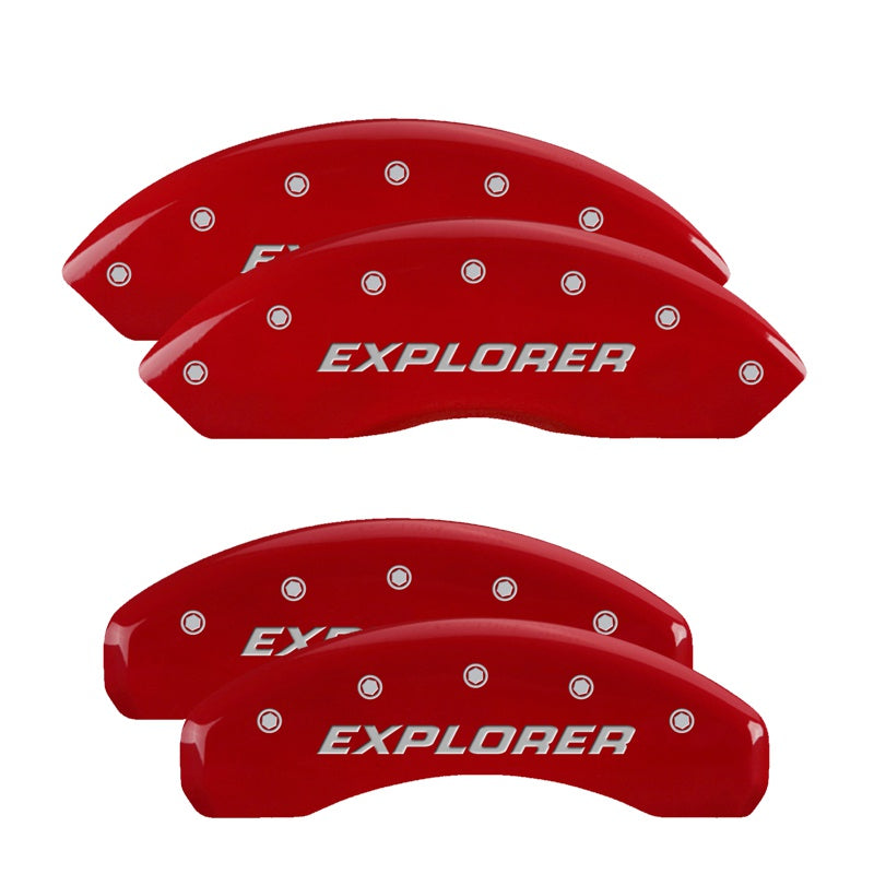 MGP 4 Caliper Covers Engraved Front &amp; Rear Explorer/2011 Red Finish Silver Char 2009 Ford Explorer - 10041SEXPRD