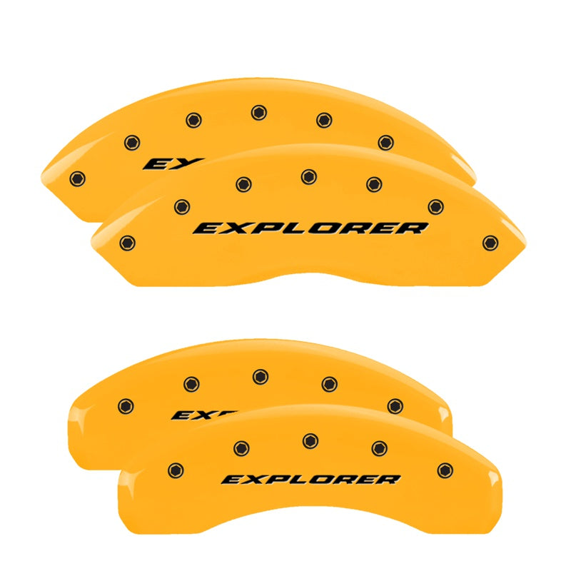 MGP 4 Caliper Covers Engraved Front &amp; Rear Explorer Yellow Finish Black Char 2006 Ford Explorer - 10041SXPLYL