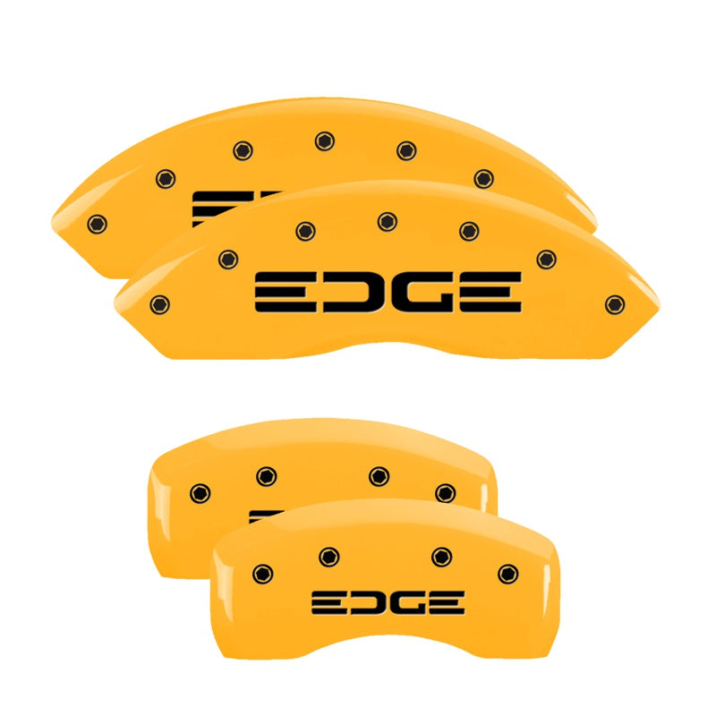 MGP 4 Caliper Covers Engraved Front &amp; Rear Edge Yellow Finish Black Char 2008 Ford Edge - 10042SEDGYL